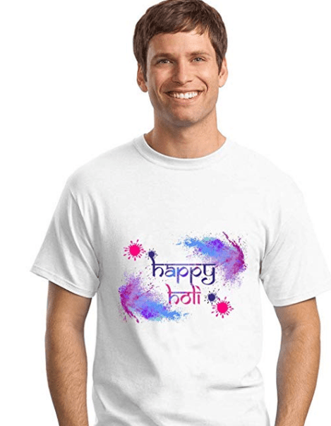 Half Sleeve Casual Printed Holi TShirt