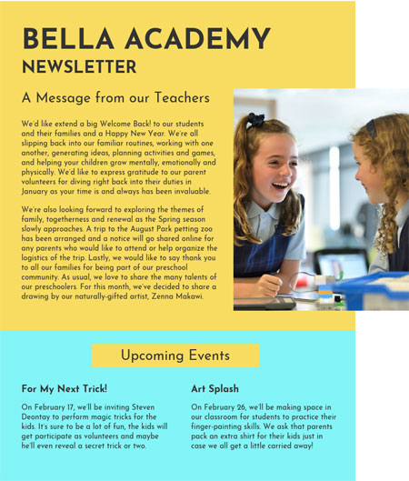 newsletter design for school