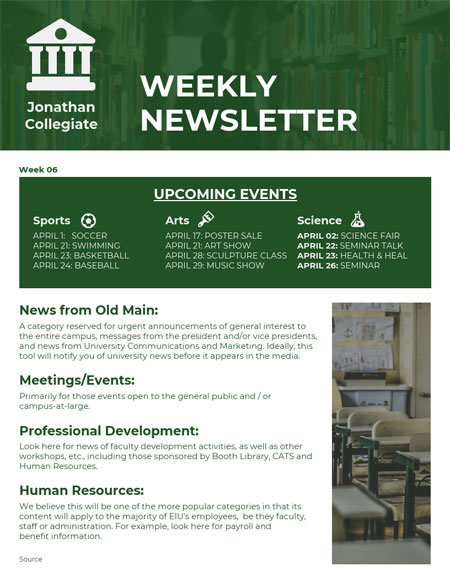 school newsletter examples